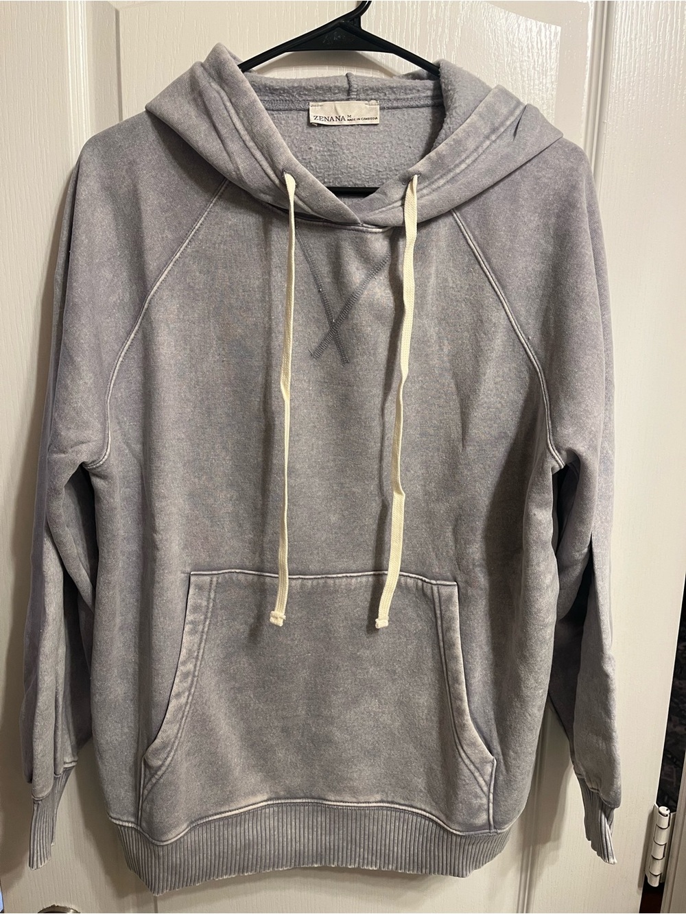 Zenana Outfitters Women’s Gray Acid Washed Crewneck Hoodie